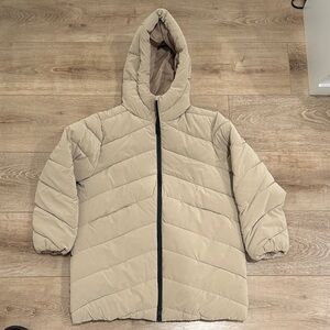 Beige Hooded Puffer Jacket